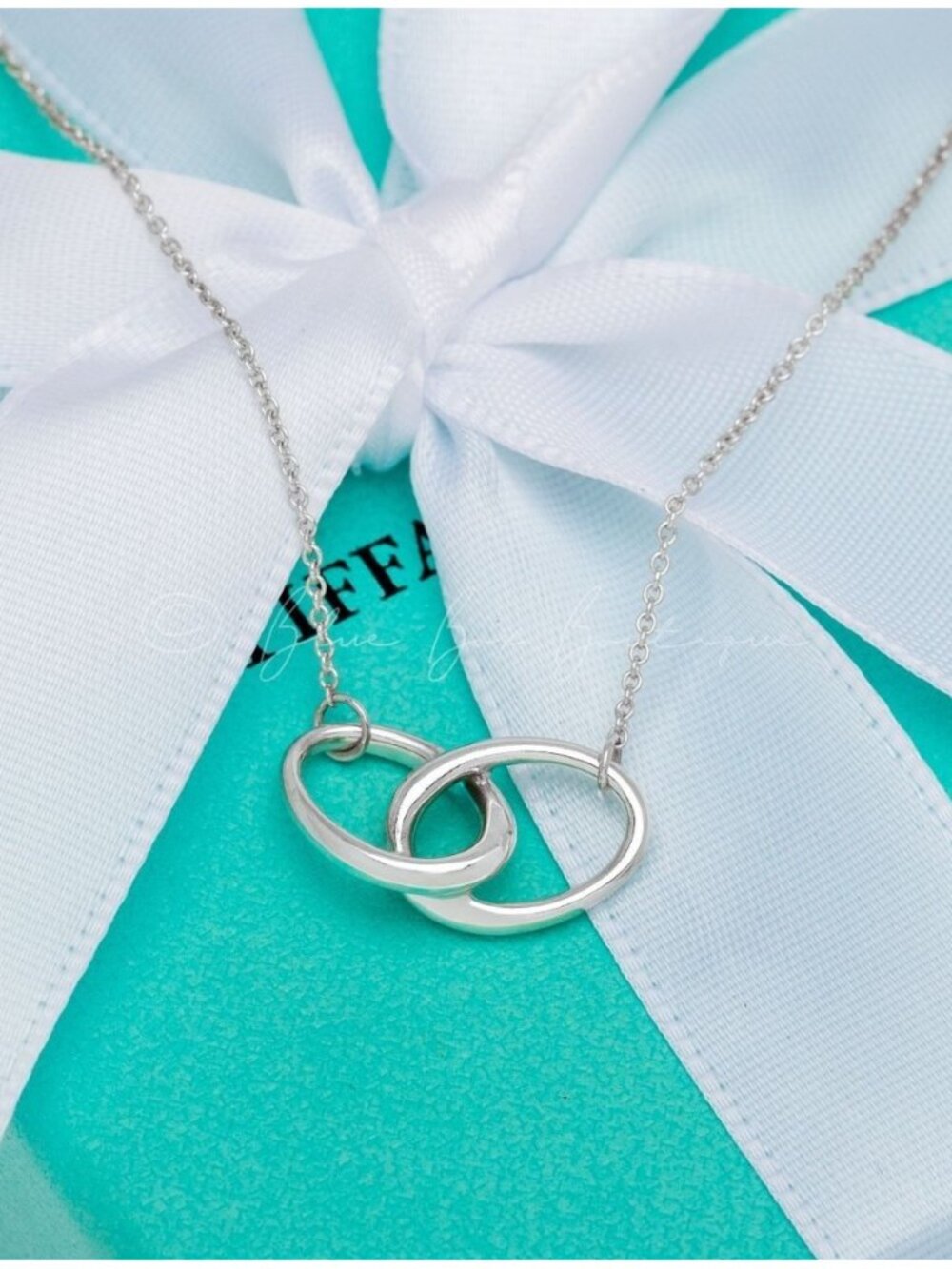 Tiffany & Co. LARGE Interlocking 20mm Ovals Pendant Silver Necklace Elsa Peretti
